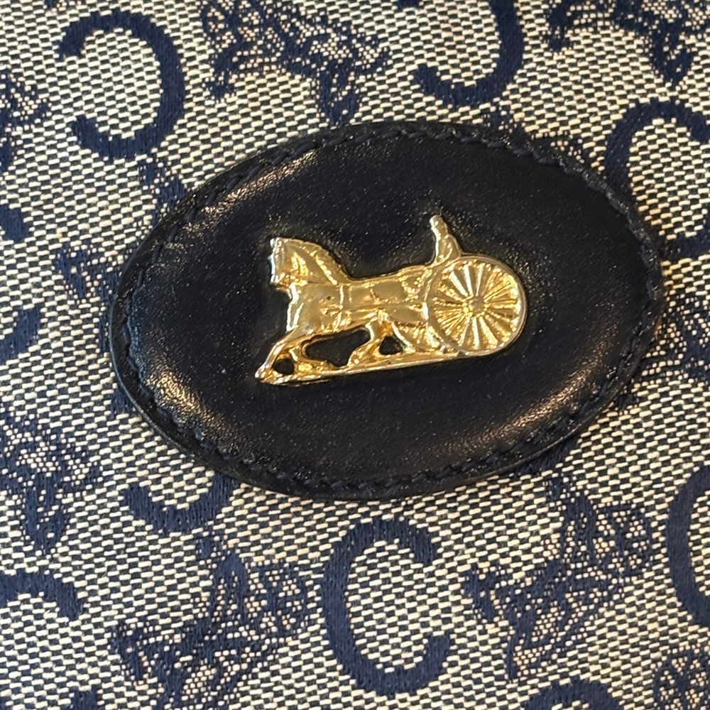 Celine Vntg. Navy and White Patterned Shoulder Bag - Picture 3 of 12
